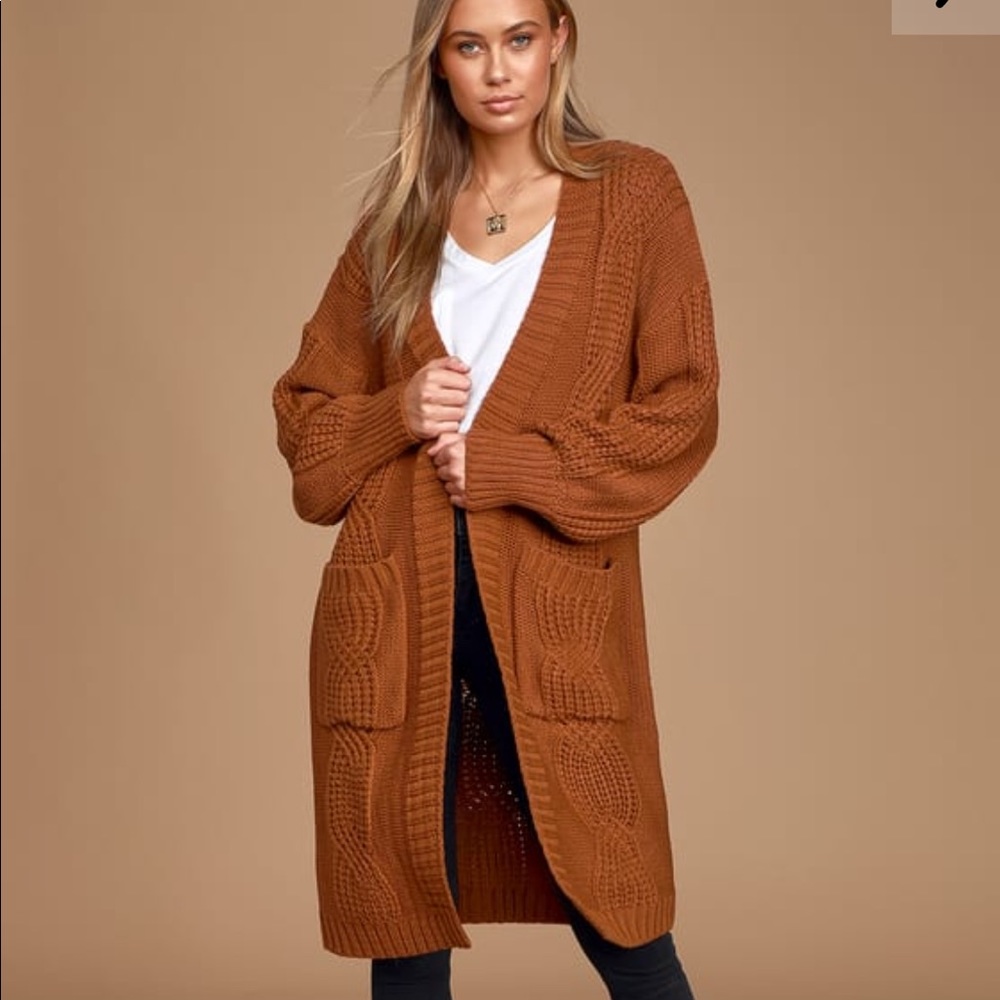 Rust Brown Chunky Oversized Cardigan